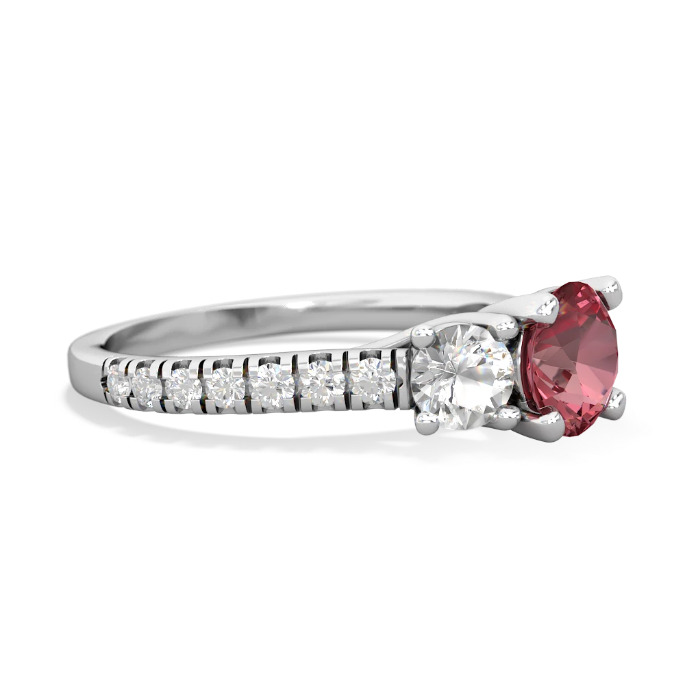 Pink Tourmaline Pave Trellis 14K White Gold ring R5500