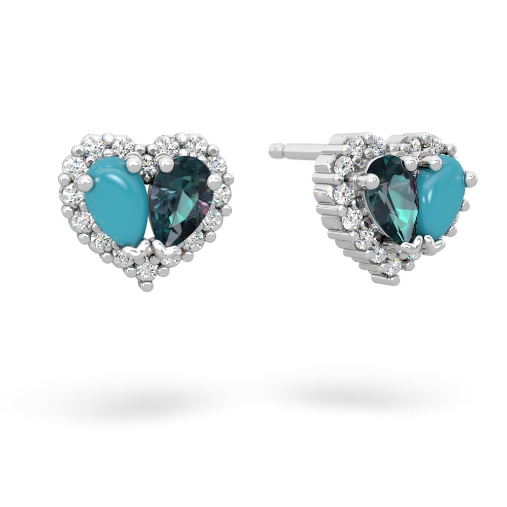 Turquoise Halo 14K White Gold earrings E7008