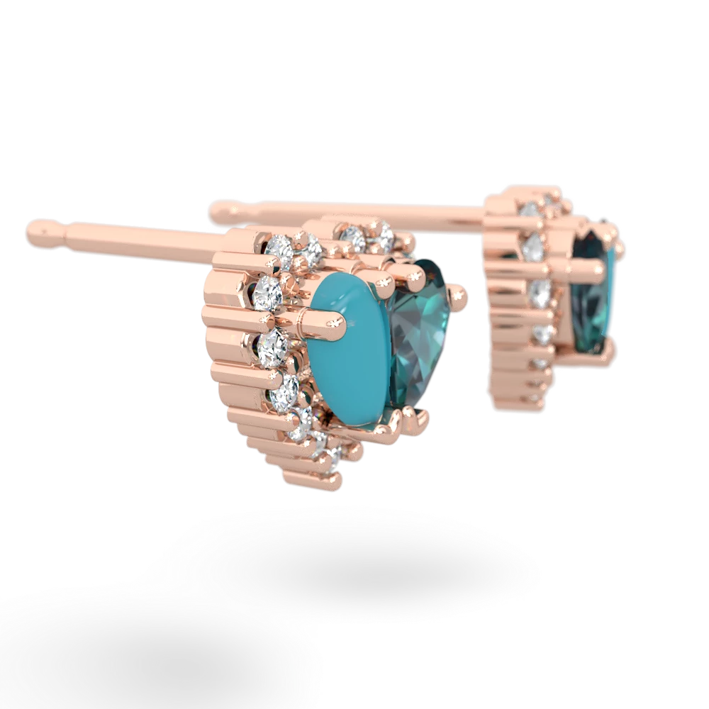 Turquoise Halo 14K Rose Gold earrings E7008