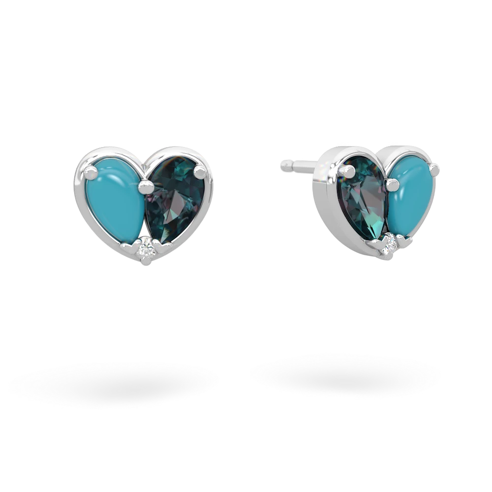 Turquoise 'Our Heart' 14K White Gold earrings E5072