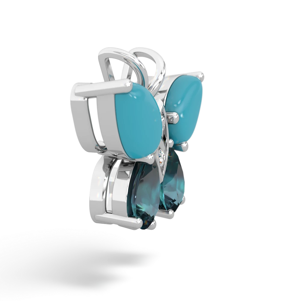 Turquoise Butterfly 14K White Gold pendant P2215