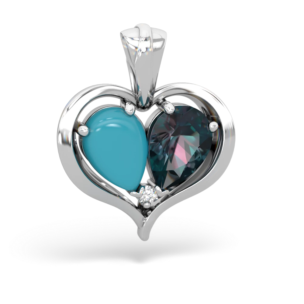 Turquoise Two Become One 14K White Gold pendant P5330