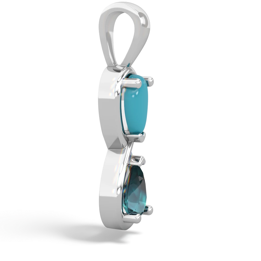 Turquoise Infinity 14K White Gold pendant P5050