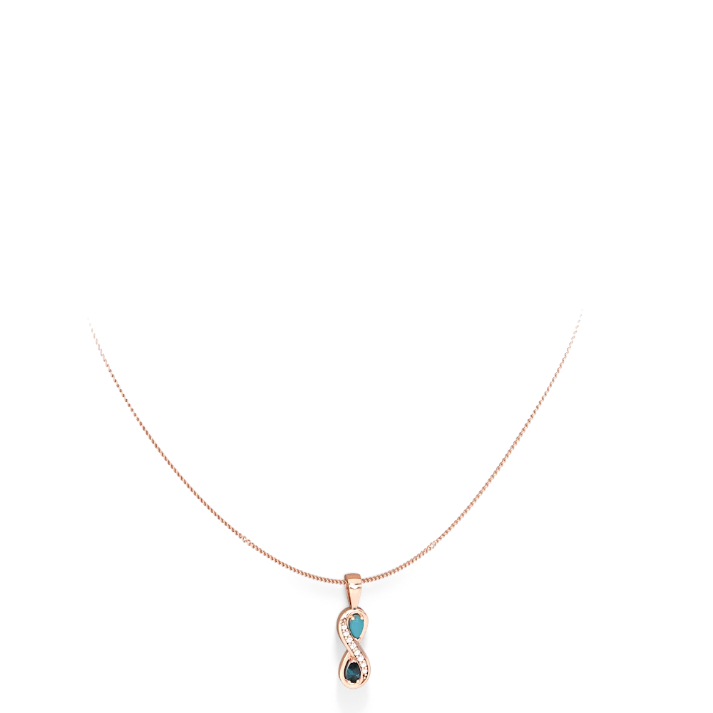Turquoise Diamond Infinity 14K Rose Gold pendant P5390
