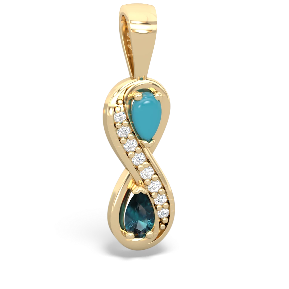 Turquoise Diamond Infinity 14K Yellow Gold pendant P5390