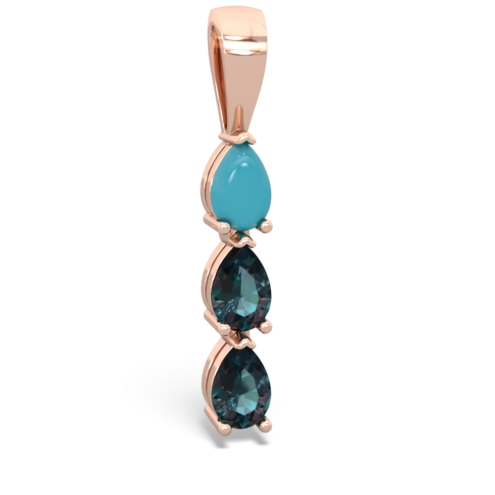 Turquoise Dew Drops 14K Rose Gold pendant P2251