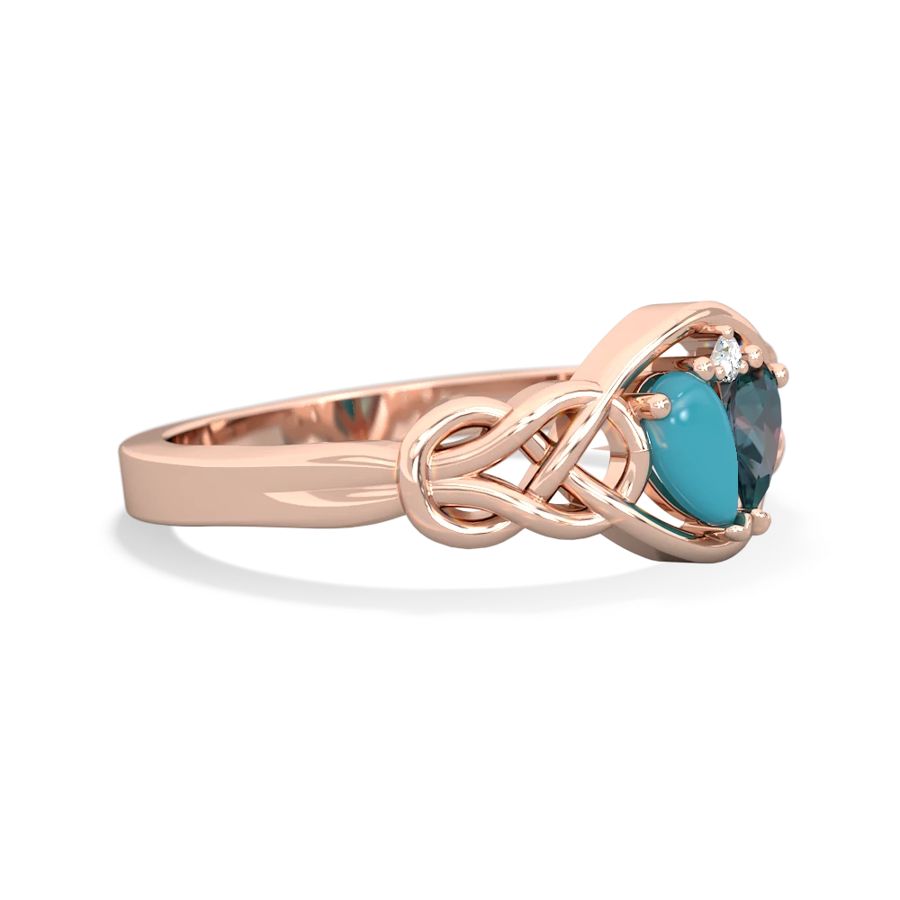 Turquoise Celtic Love Knot 14K Rose Gold ring R5420