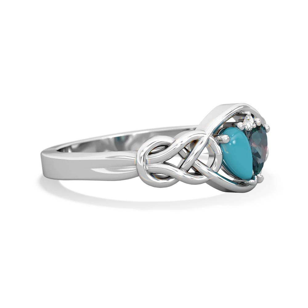 Turquoise Celtic Love Knot 14K White Gold ring R5420