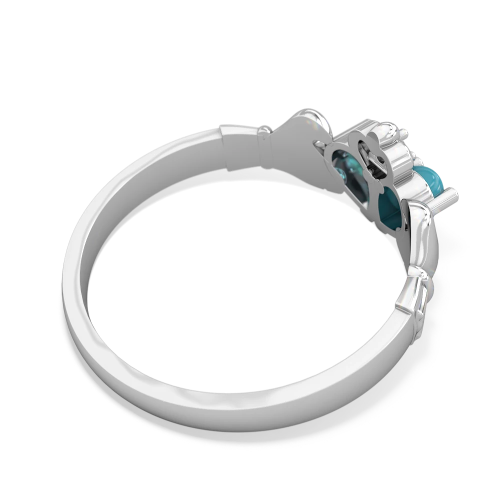 Turquoise 'Our Heart' Claddagh 14K White Gold ring R2388