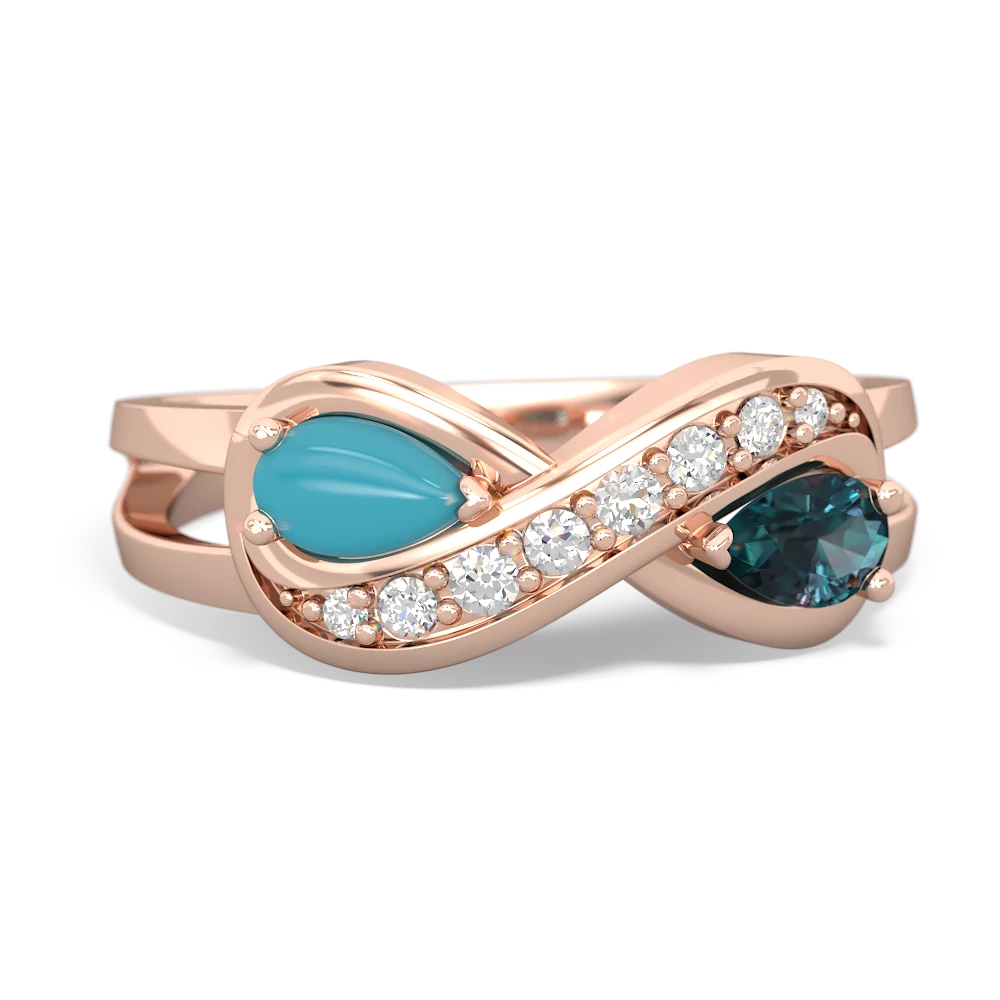 Turquoise Alexandrite Diamond Infinity ring 14K Rose Gold JewelsForMe