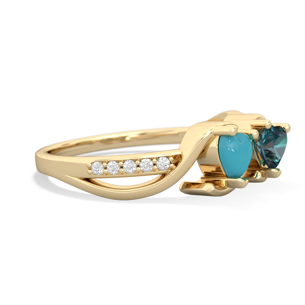 Turquoise Side By Side 14K Yellow Gold ring R3090