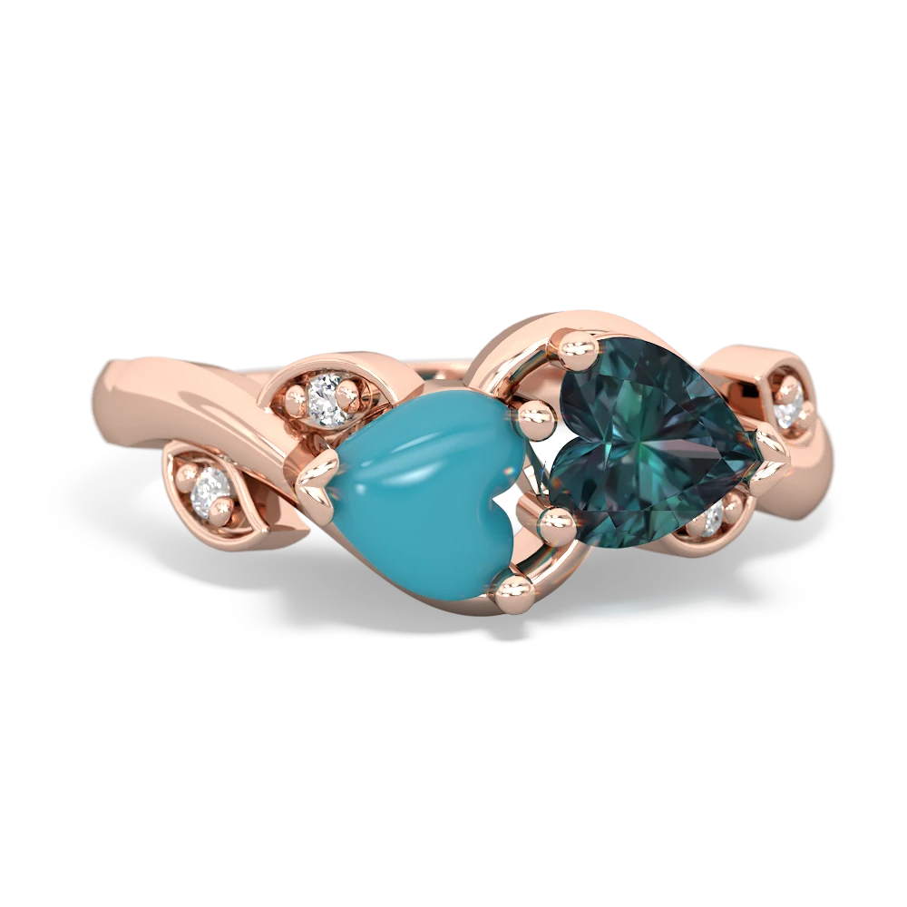 Turquoise Floral Elegance 14K Rose Gold ring R5790