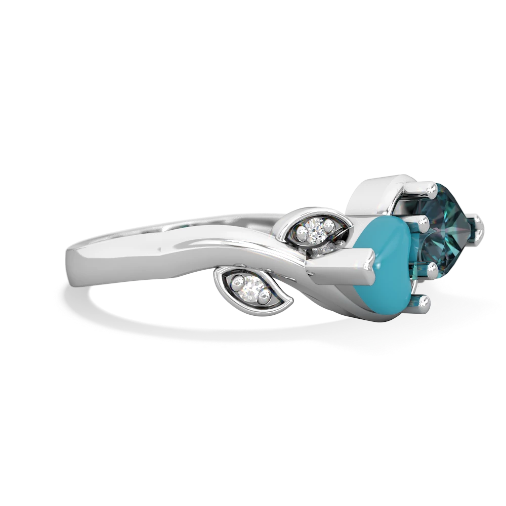 Turquoise Floral Elegance 14K White Gold ring R5790