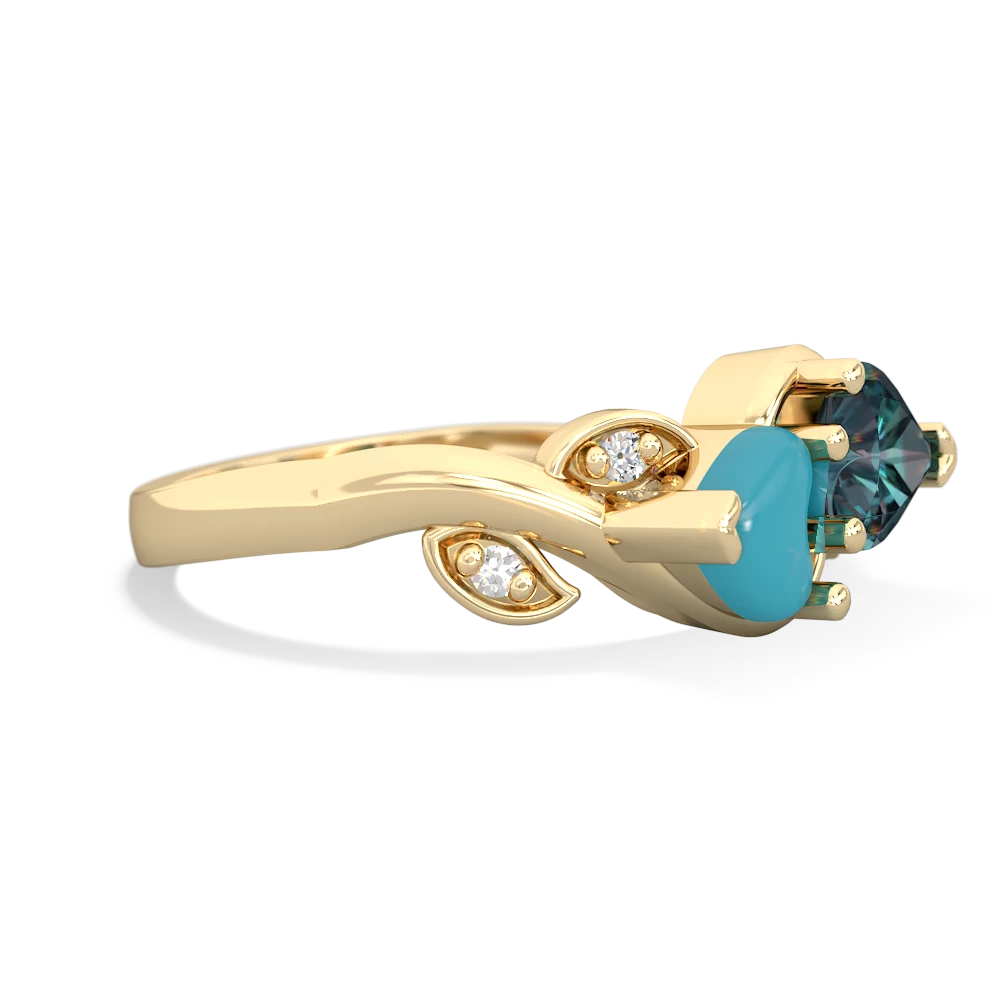 Turquoise Floral Elegance 14K Yellow Gold ring R5790