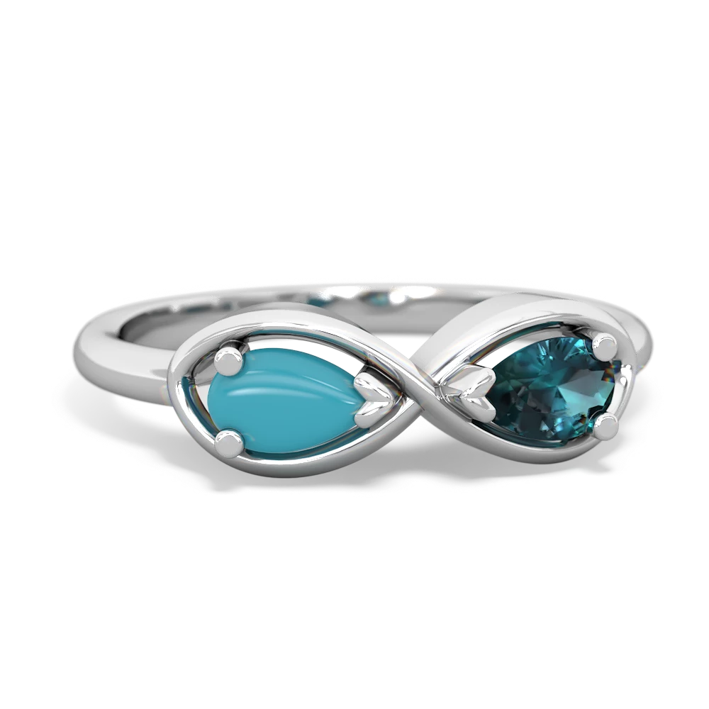 Turquoise Infinity 14K White Gold ring R5050