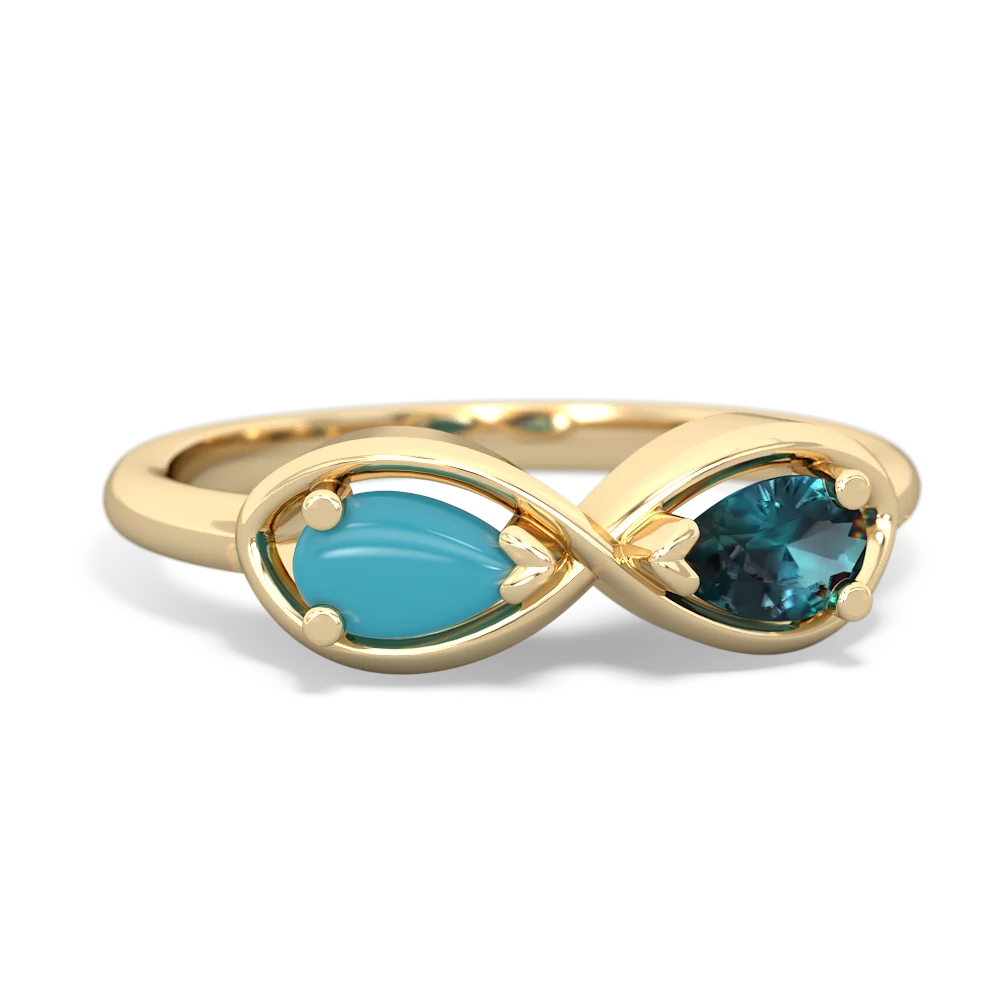 Turquoise Infinity 14K Yellow Gold ring R5050