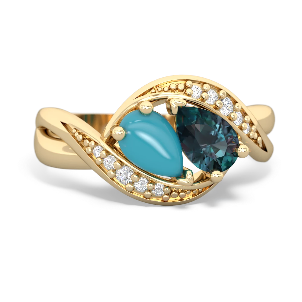 Turquoise Summer Winds 14K Yellow Gold ring R5342