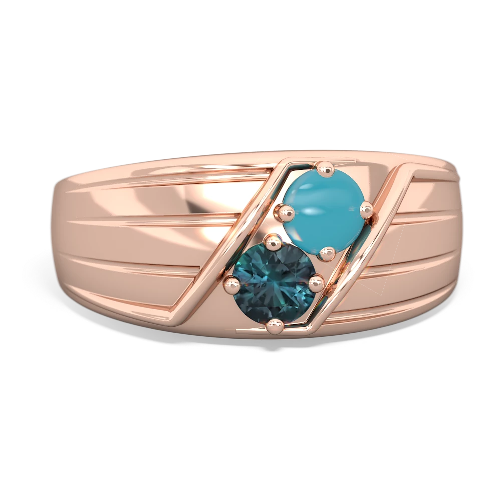 Turquoise Men's Streamline 14K Rose Gold ring R0460