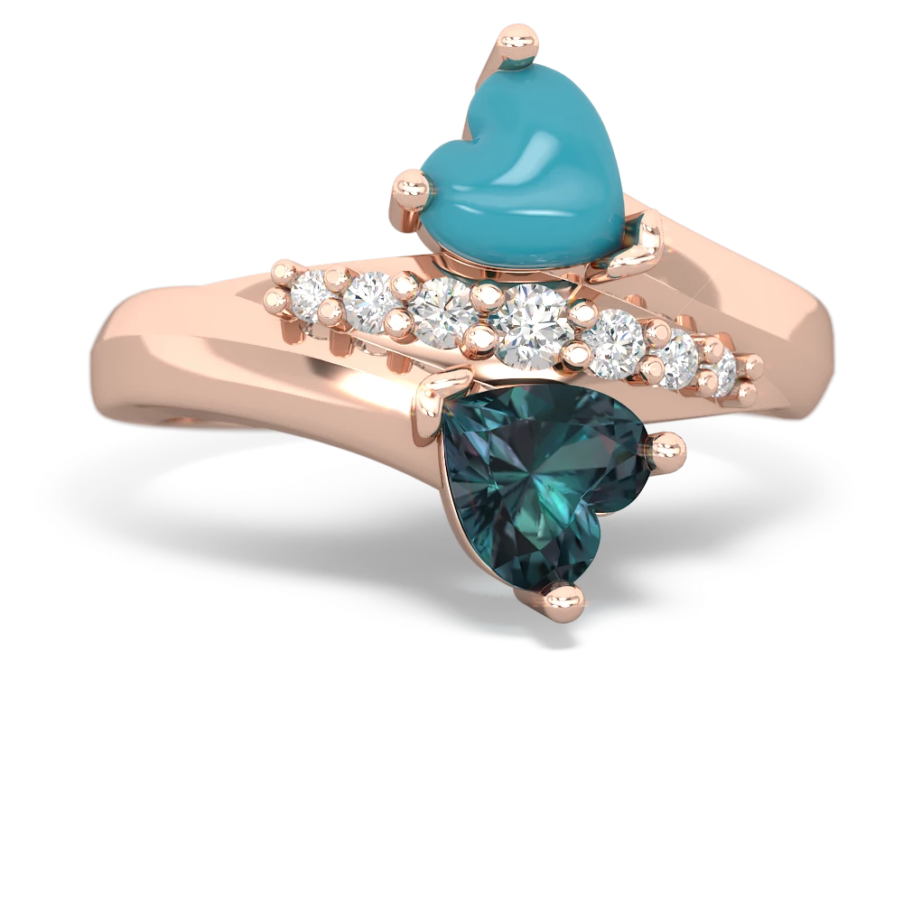 Turquoise Heart To Heart 14K Rose Gold ring R2064