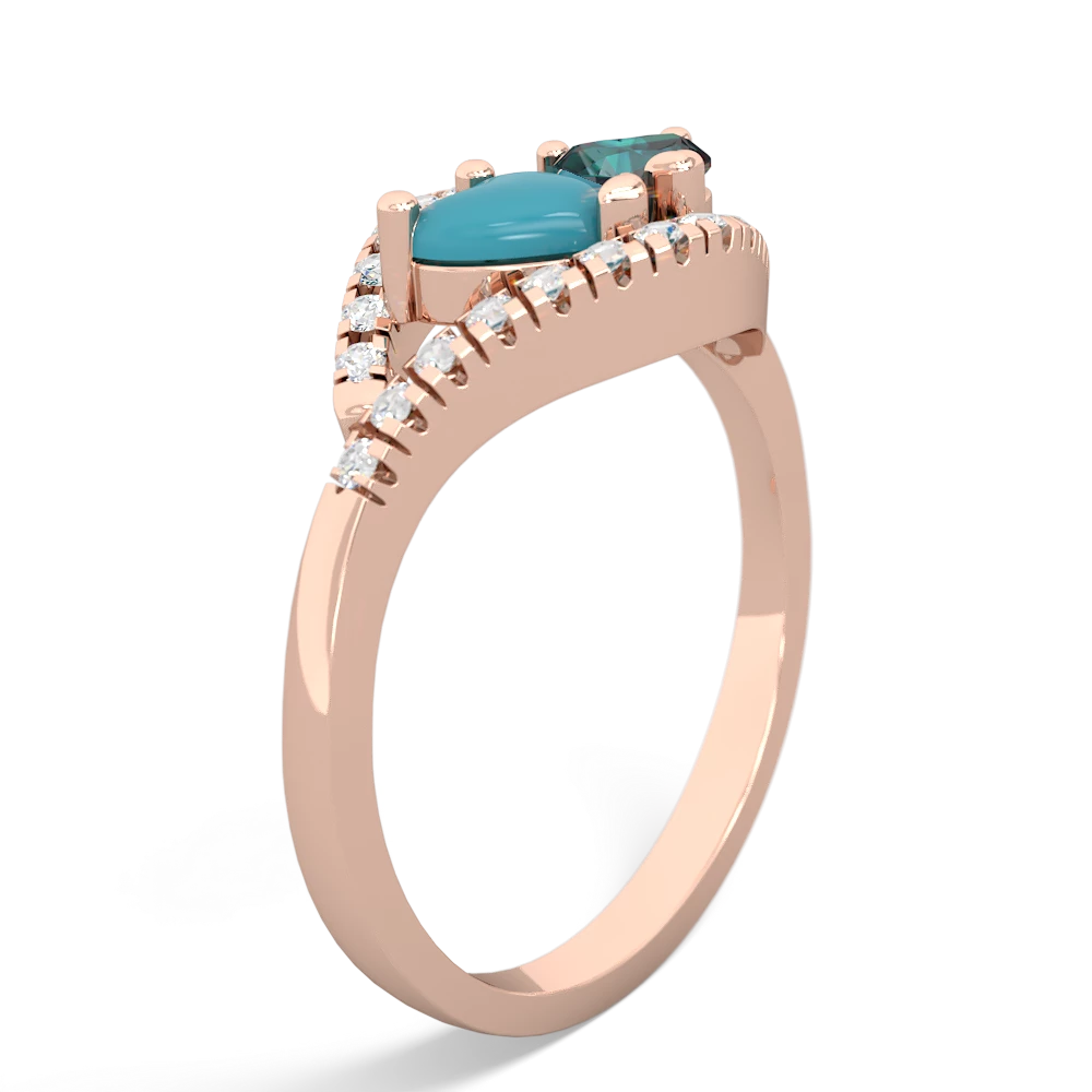 Turquoise Mother And Child 14K Rose Gold ring R3010