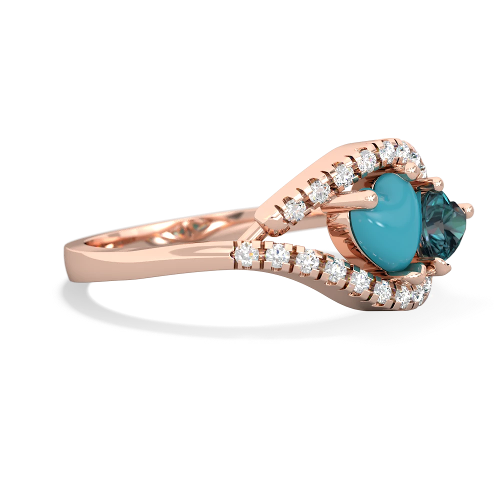 Turquoise Mother And Child 14K Rose Gold ring R3010