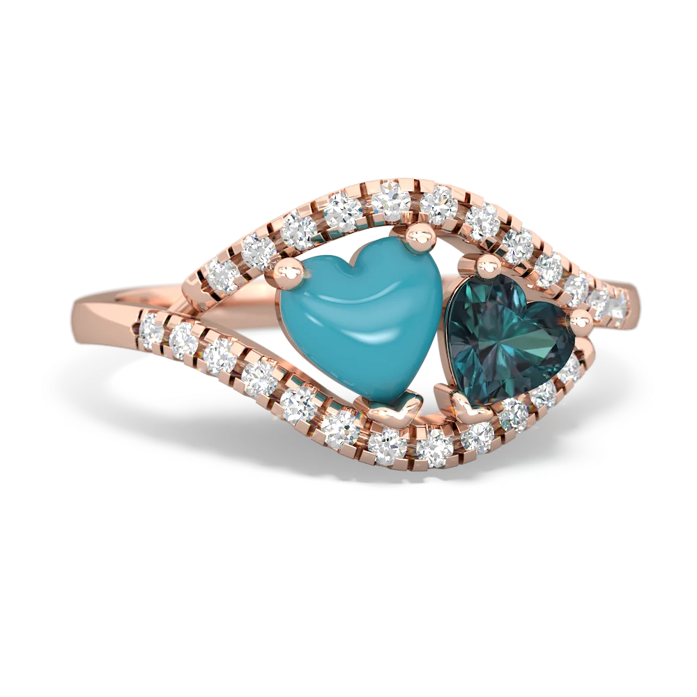 Turquoise Mother And Child 14K Rose Gold ring R3010