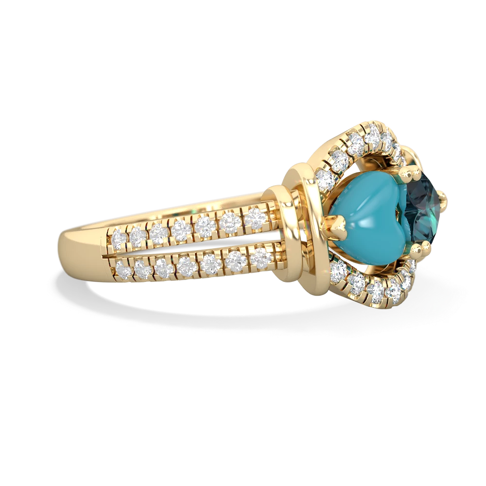 Turquoise Art-Deco Keepsake 14K Yellow Gold ring R5630