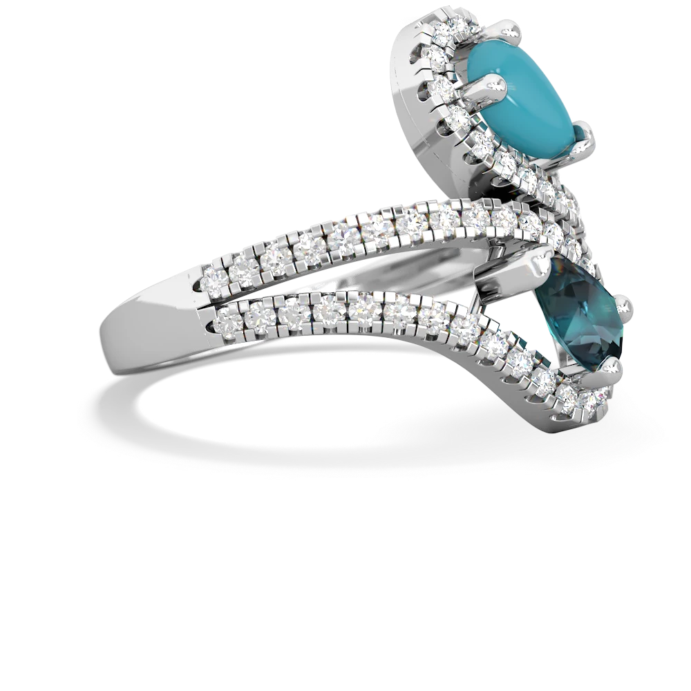 Turquoise Diamond Dazzler 14K White Gold ring R3000