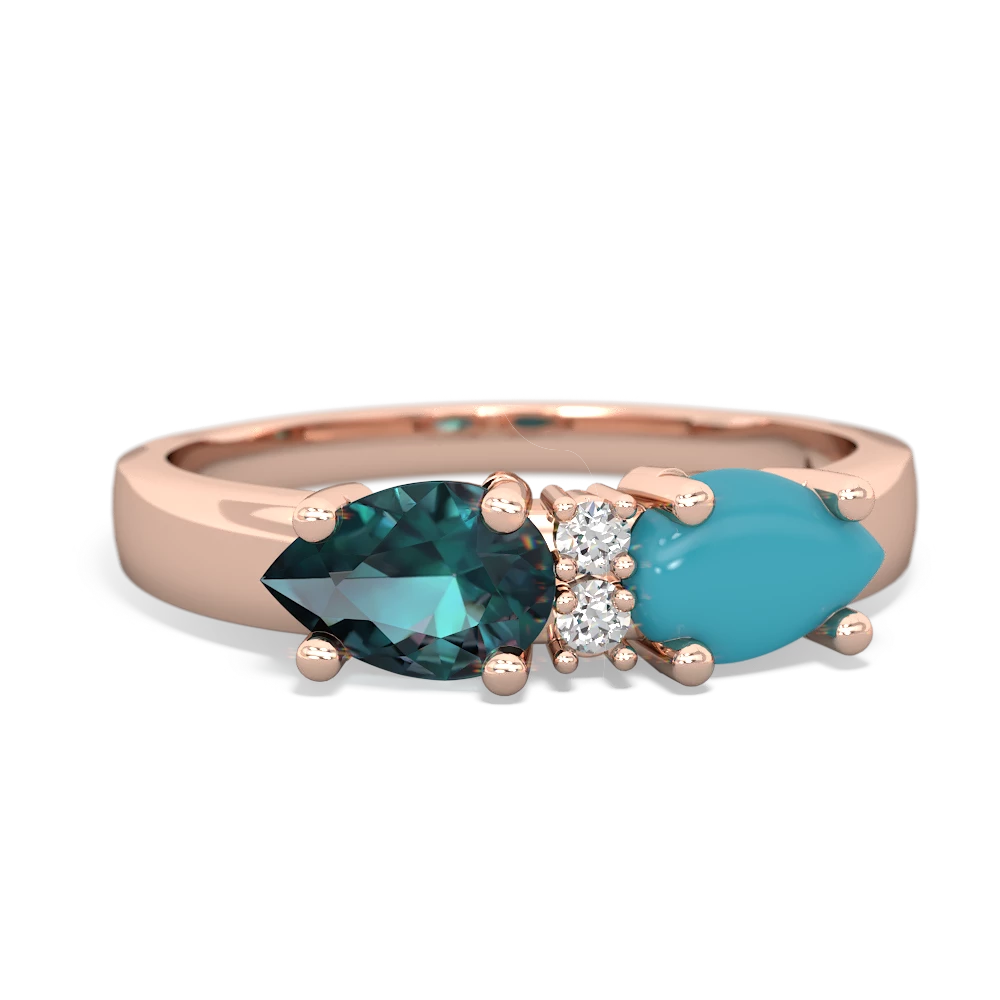 Turquoise Pear Bowtie 14K Rose Gold ring R0865