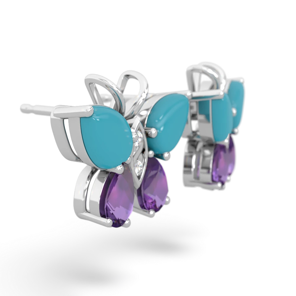 Turquoise Butterfly 14K White Gold earrings E2215