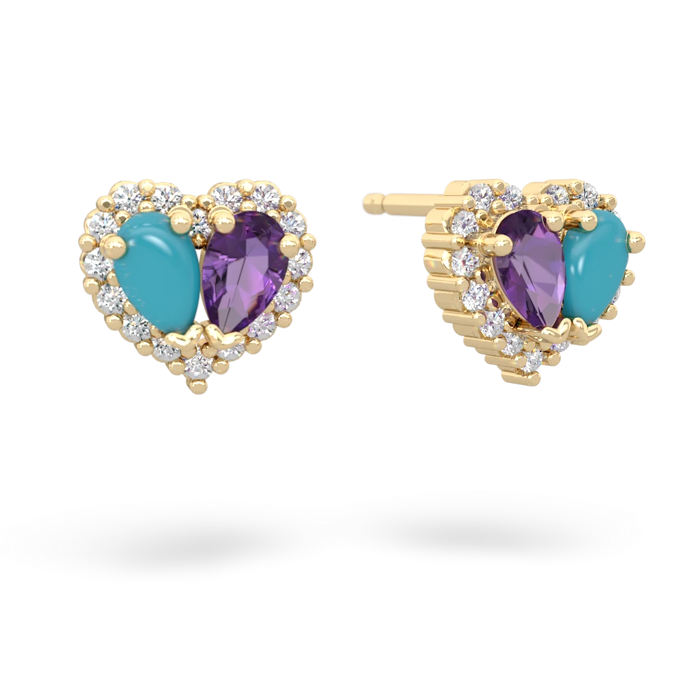 Turquoise Halo 14K Yellow Gold earrings E7008