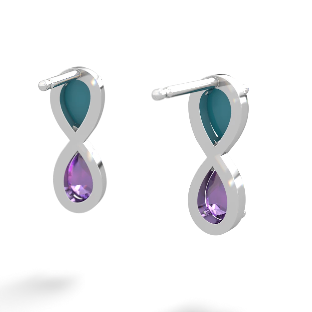 Turquoise Infinity 14K White Gold earrings E5050