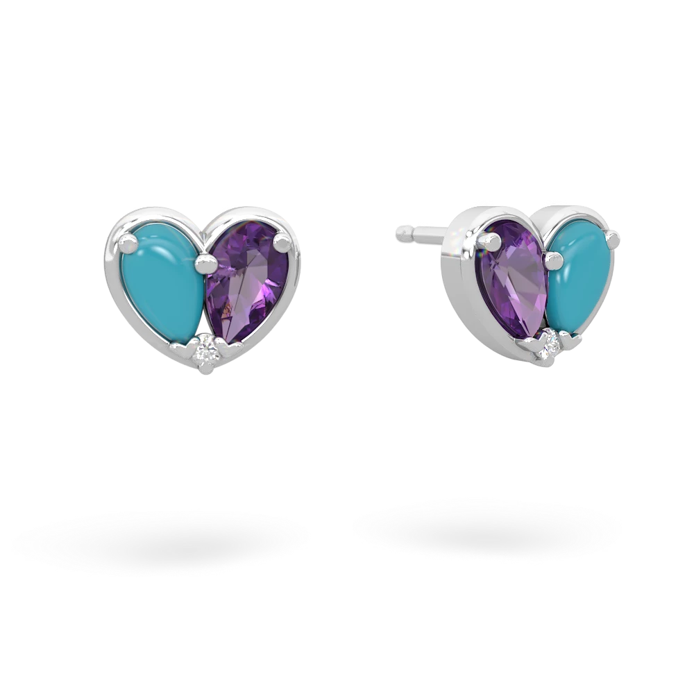 Turquoise 'Our Heart' 14K White Gold earrings E5072