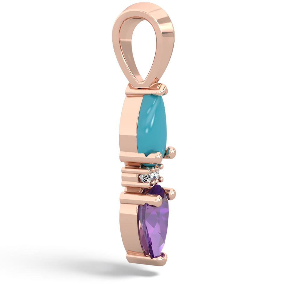 Turquoise Bowtie Drop 14K Rose Gold pendant P0865