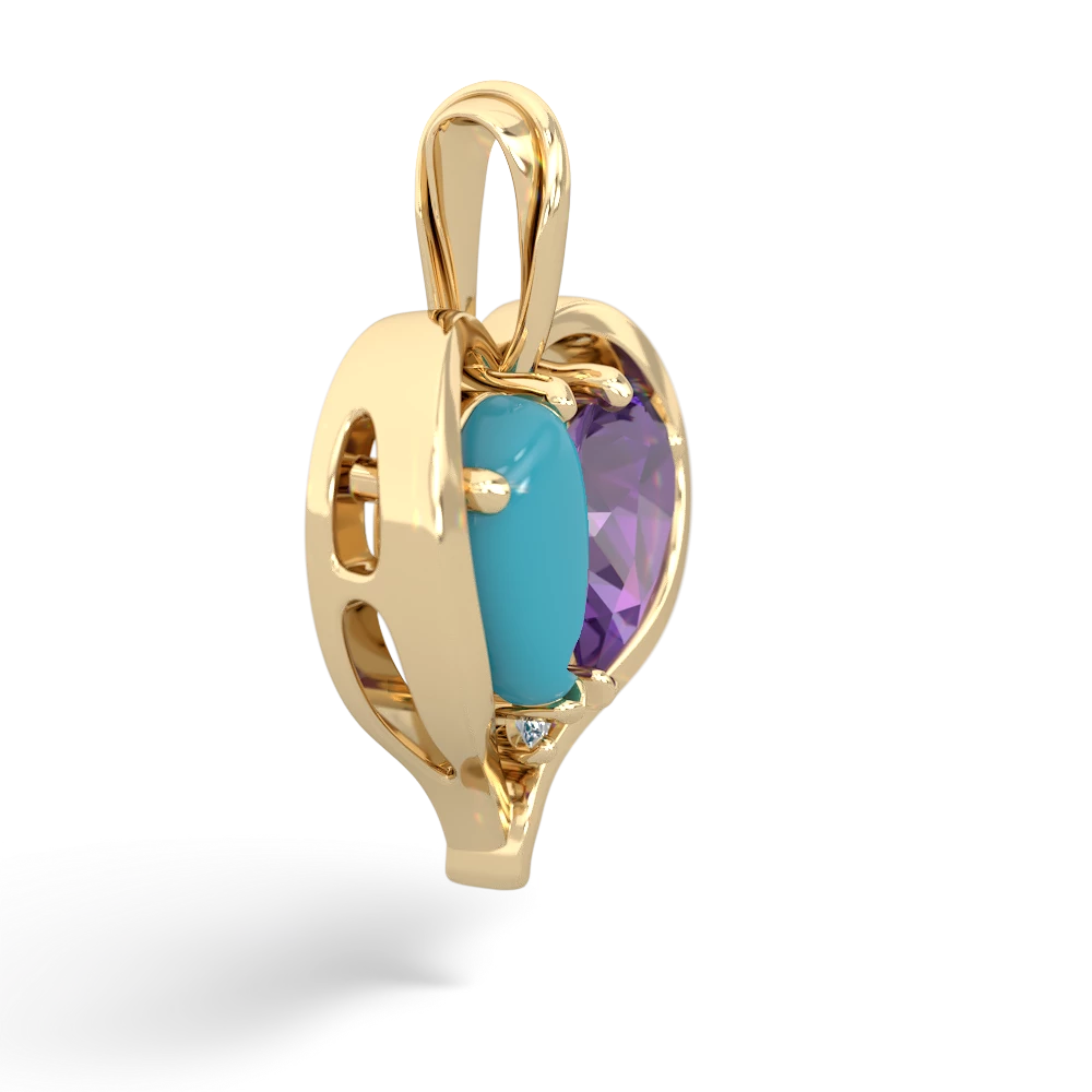 Turquoise Two Become One 14K Yellow Gold pendant P5330