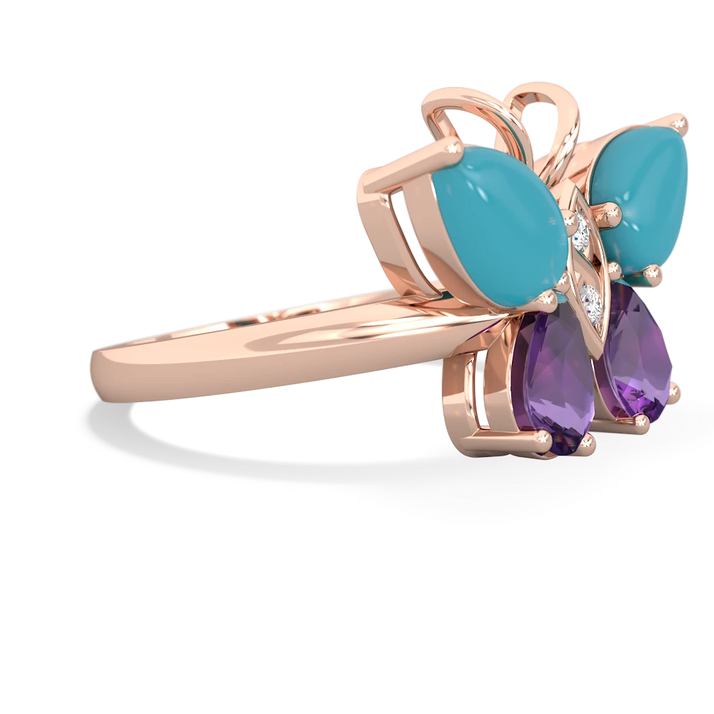 Turquoise Butterfly 14K Rose Gold ring R2215