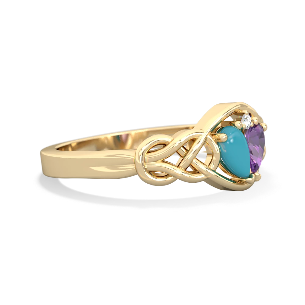 Turquoise Celtic Love Knot 14K Yellow Gold ring R5420