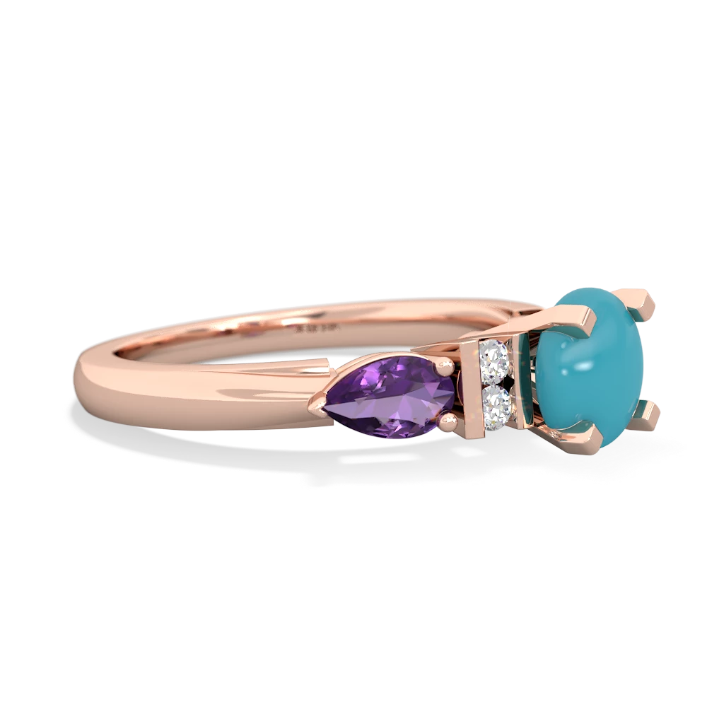 Turquoise 6Mm Round Eternal Embrace Engagement 14K Rose Gold ring R2005