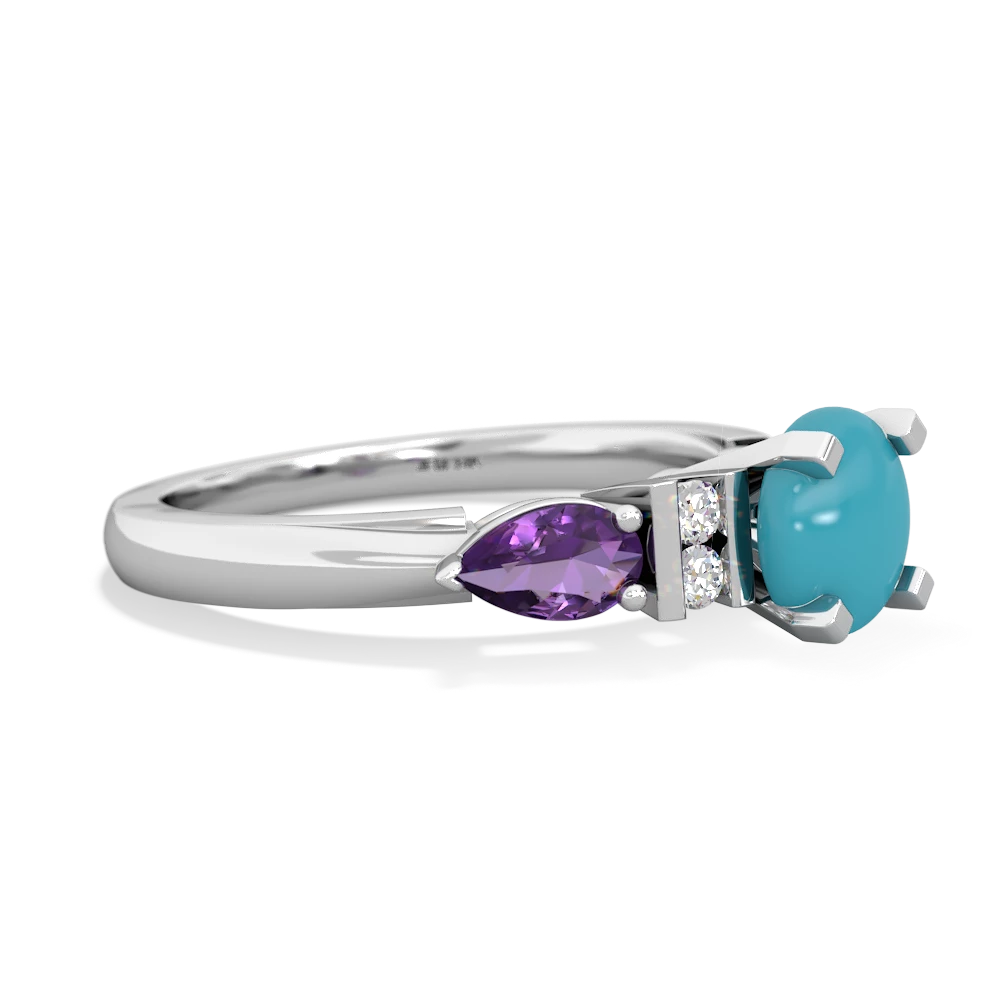 Turquoise 6Mm Round Eternal Embrace Engagement 14K White Gold ring R2005