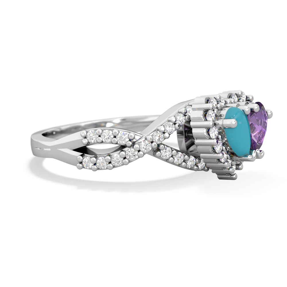 Turquoise Diamond Twist 'One Heart' 14K White Gold ring R2640HRT