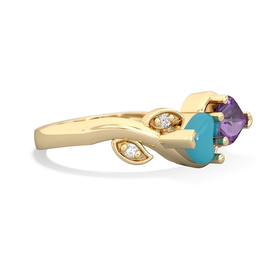 Turquoise Floral Elegance 14K Yellow Gold ring R5790