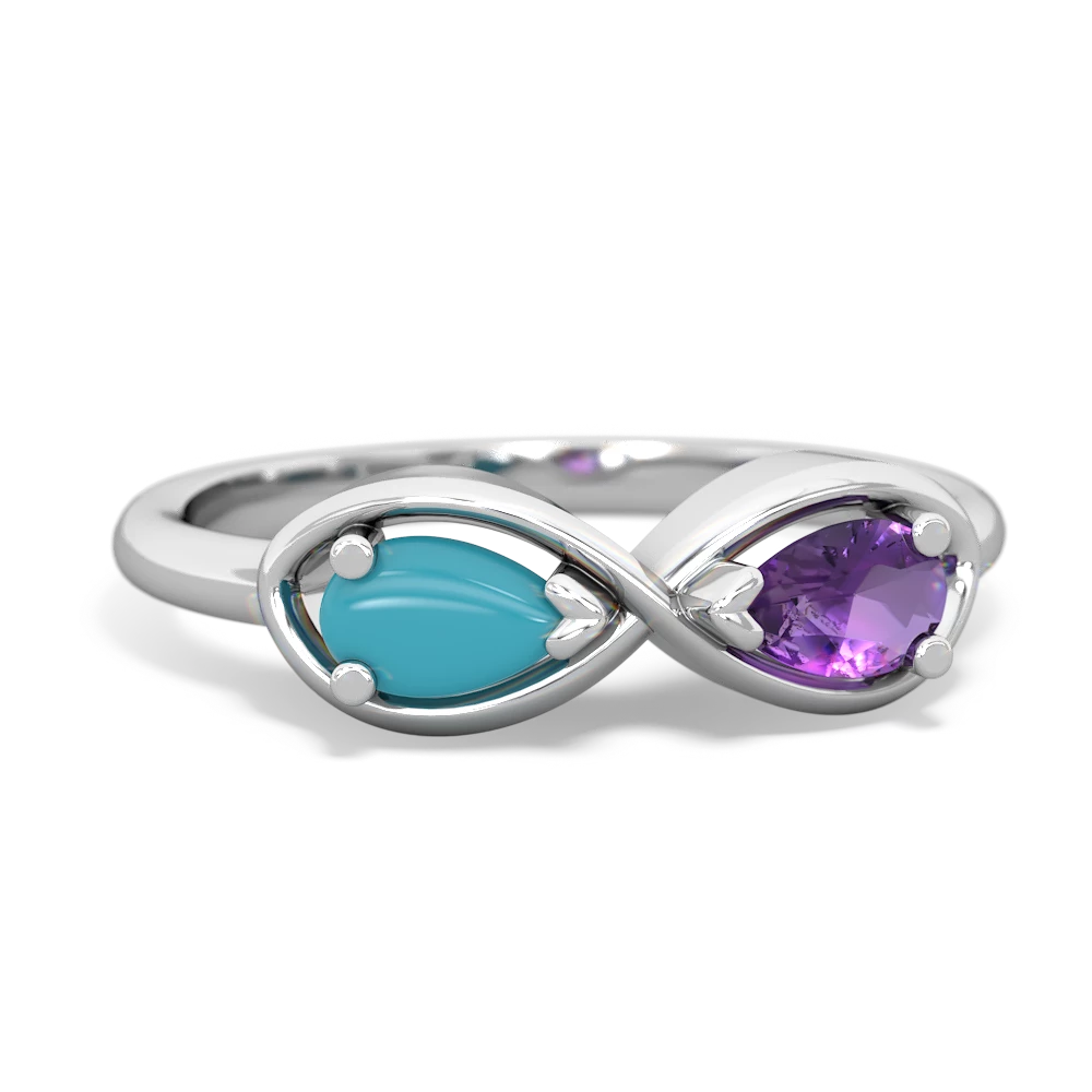 Turquoise Infinity 14K White Gold ring R5050