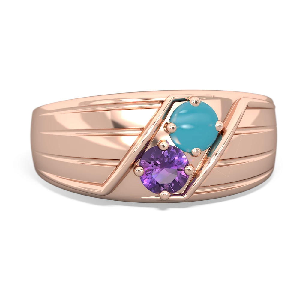 Turquoise Men's Streamline 14K Rose Gold ring R0460