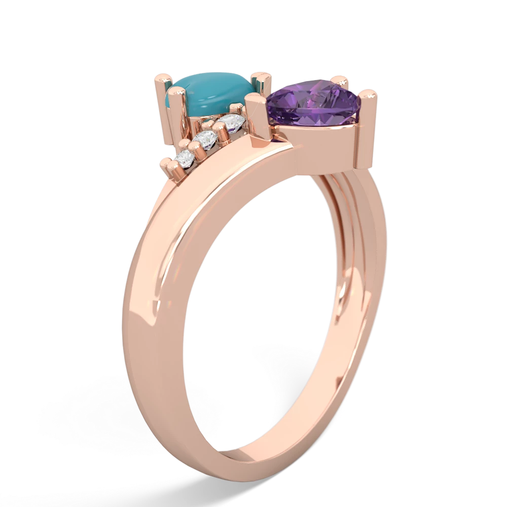 Turquoise Heart To Heart 14K Rose Gold ring R2064