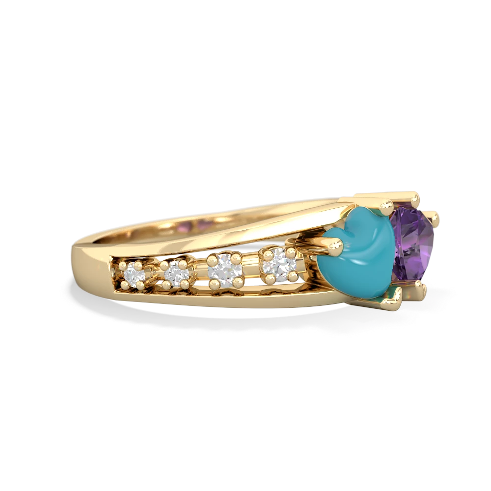 Turquoise Heart To Heart 14K Yellow Gold ring R3342