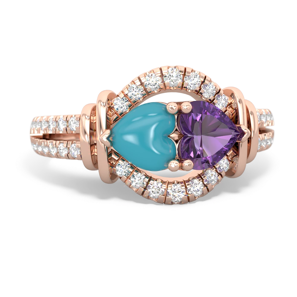 Turquoise Art-Deco Keepsake 14K Rose Gold ring R5630