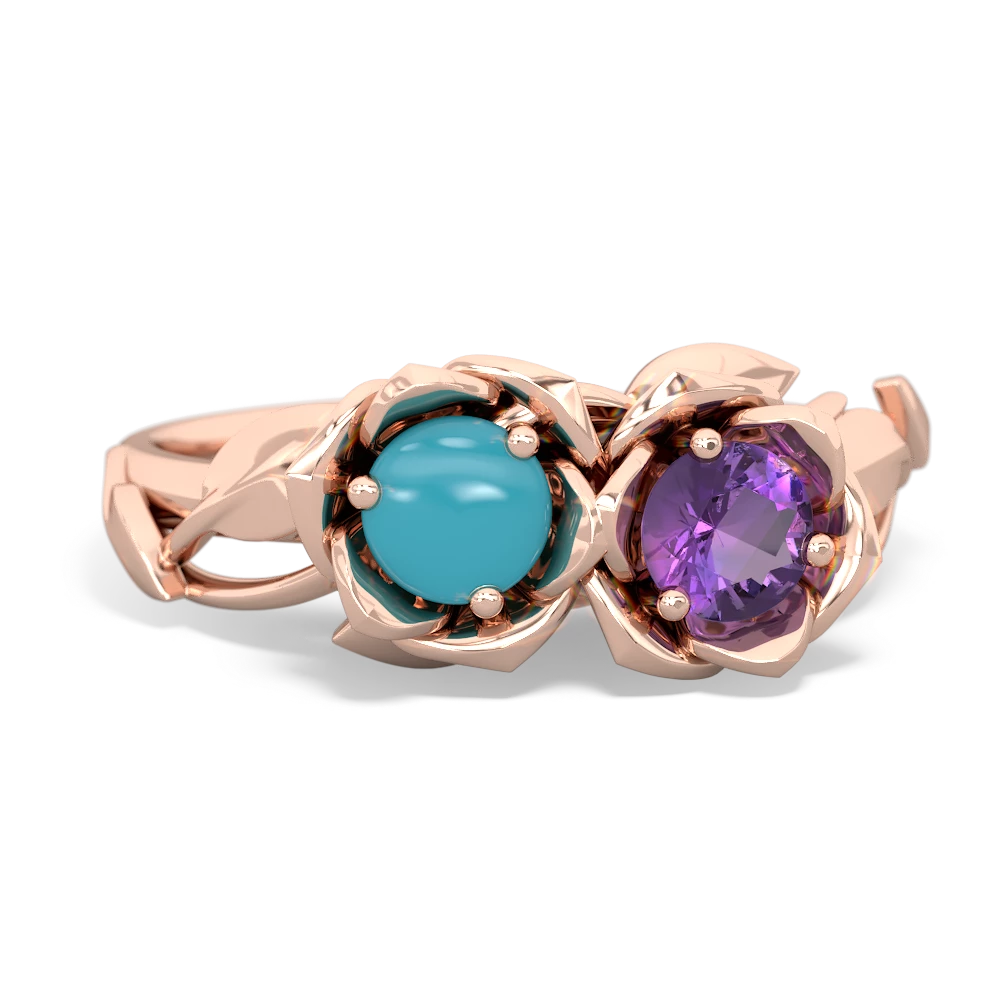 Turquoise Rose Garden 14K Rose Gold ring R5510