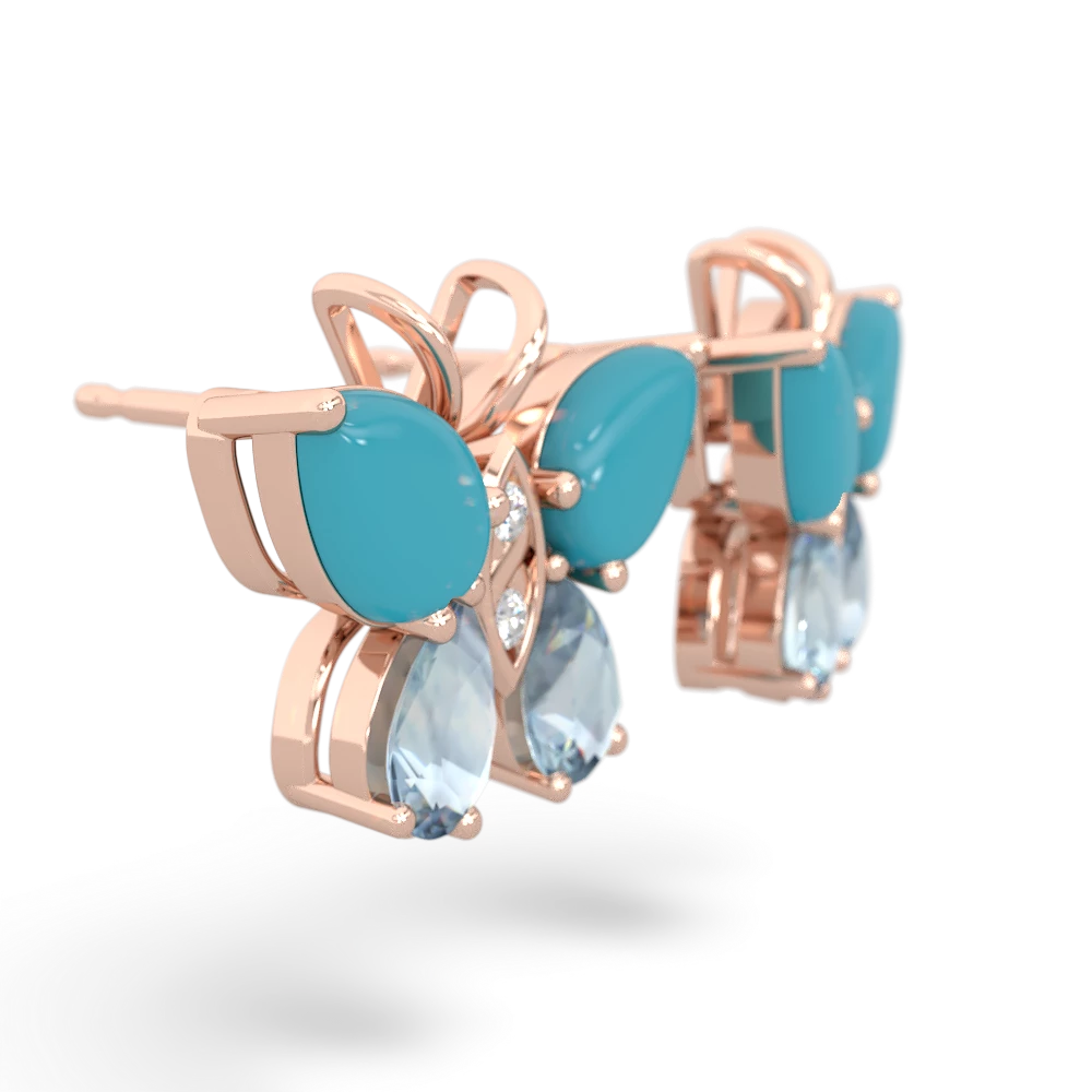 Turquoise Butterfly 14K Rose Gold earrings E2215