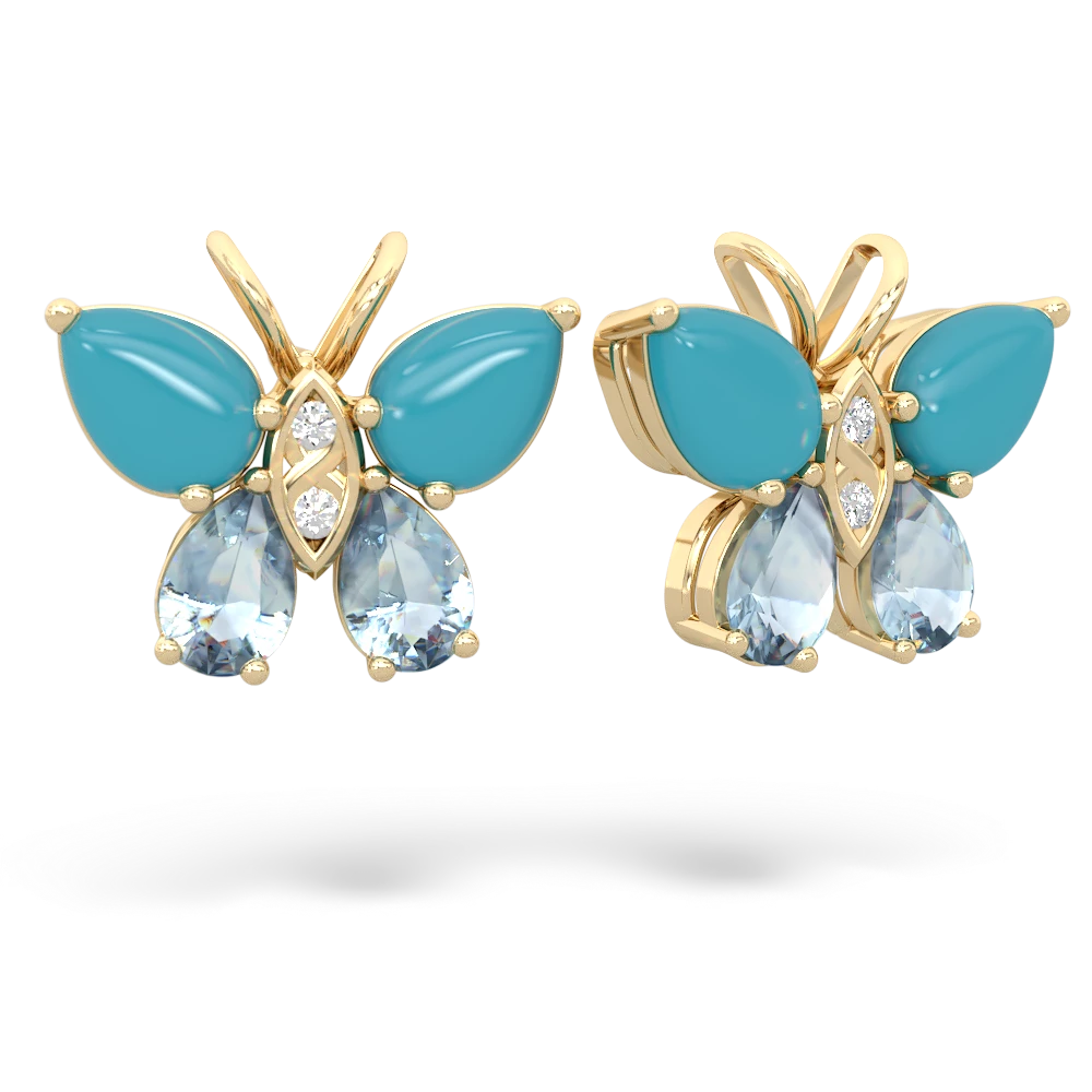 Turquoise Butterfly 14K Yellow Gold earrings E2215