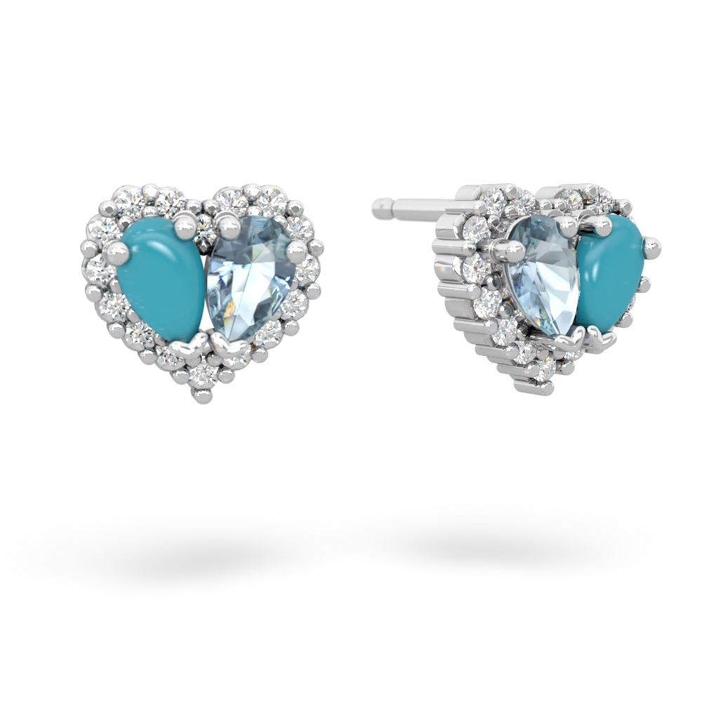 Turquoise Halo 14K White Gold earrings E7008